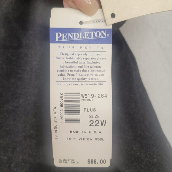 1997 Deadstock Pendleton Plus Petite 100% Wool Skirt 22W Charcoal Lined USA - Picture 3 of 7